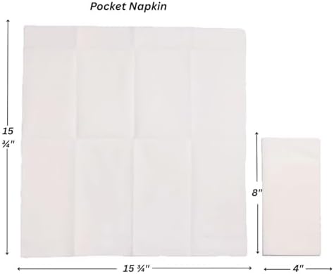 AMERICAN HOMESTEAD Pocket Dinner Napkins – 50 Pack, 15.75" x 15.75" Linen-Feel Airlaid Paper – Pre-Folded with Silverware Pocket – Disposable Wedding & Party Napkins (White)