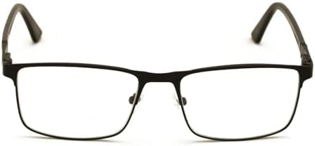 Men Premium Optical Frame Wide Large Head Reading Glasses Rectangular Metal - Clear Lens Reader DRM02