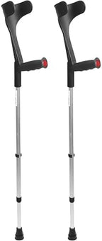 PEPE Mobility Forearm Crutches for Adults (x2 Units) Open Cuff, Adjustable Height, Aluminium, Lightweight Elbow Crutches, Made in Europe