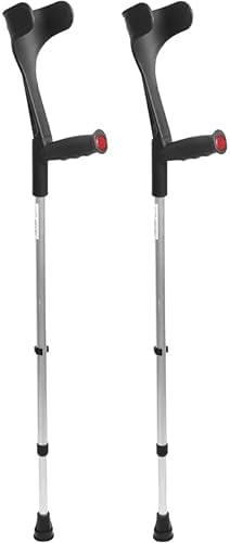 PEPE Mobility Forearm Crutches for Adults (x2 Units) Open Cuff, Adjustable Height, Aluminium, Lightweight Elbow Crutches, Made in Europe