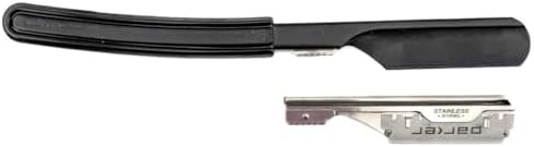 Parker Director Black Non-Folding Straight Barber Razor – Japanese-Style Razor with Stainless Steel Arm, Blade Protector Cap & Ergonomic Non-Slip Handle – Ideal for Professionals - 5 Blades Included