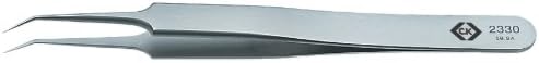 C. K Tools T2330 Stainless Steel Precision Tweezers, Superfine, 60-Degree Angled Tips, 4 1/2-Inch OAL