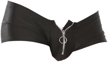Men's Zipper Boxer Briefs with Pouch Low Rise Open Front Panties Sexy Underwear Stretch Short Lingerie