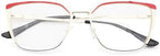 Oversized Metal Frame Reading Glasses for Women,Fashion Cat Eye Ladies Readers