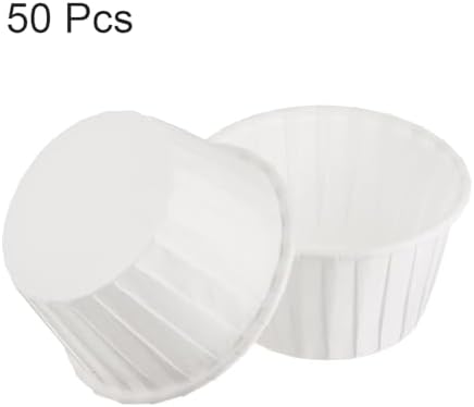 HARFINGTON 50Pcs Cupcake Baking Cups 3.5oz Standard Size Paper Cupcake Liners Greaseproof Wrappers Disposable for Wedding Birthdays Christmas Dessert, White