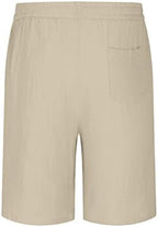 Men's Cotton Linen Bermuda Shorts Casual Elastic Waist Drawstring Summer Beach Vacation Golf Shorts with Pockets