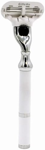 Parker Deluxe Triple Blade Razor for Women–Compatible with Gillette Venus or Gillette Mach 3 Cartridges–5.5 Inch Textured Brass Frame Handle-One Gillette Venus Cartridge Included