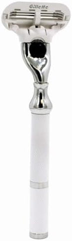Parker Deluxe Triple Blade Razor for Women–Compatible with Gillette Venus or Gillette Mach 3 Cartridges–5.5 Inch Textured Brass Frame Handle-One Gillette Venus Cartridge Included