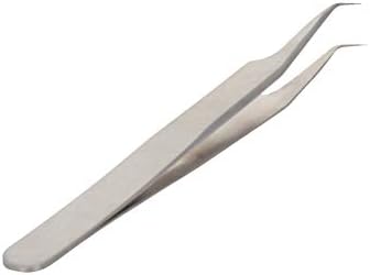 Utoolmart 51-SA Precision Stainless Steel Micro-magnetic Curved Pointed Tip Tweezer Silver Tone OPP bags 1 pcs