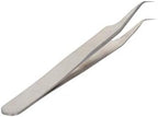 Utoolmart 51-SA Precision Stainless Steel Micro-magnetic Curved Pointed Tip Tweezer Silver Tone OPP bags 1 pcs