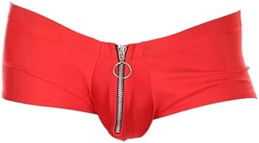 xxxiticat Men's Sexy Underwear Zipper Boxer Briefs with Pouch Low Rise Open Front Panties See Through Stretch Short Lingerie