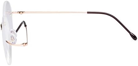 CessBlu Rimless Reading Glasses Round Readers for Men Women (Gold) +1.75
