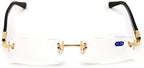 Men Rectangular Rimless Designer Fashion Reading Glasses Reader