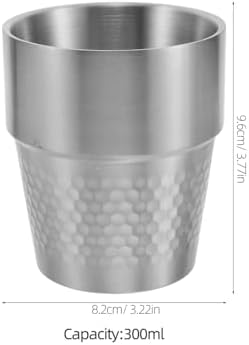 NUOBESTY Stainless Steel Water Tumbler 300ml Reusable Straight Cup with Diamond Pattern Matte Silver Unbreakable Metal Drinkware for Juice Tea and Cold Beverages Indoor Outdoor Use
