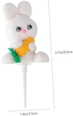 Unomor 2Pcs Carrot Bunny Cake Toppers Cute Cake Decorations for Birthday Parties Cake Ornaments for Cupcake and Cake Decorating Add Fun to Your Celebration