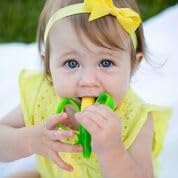 Baby Banana® Corn Cob Toothbrush Teether Tooth Brush for Infant, Baby, and Toddler, Made in USA, Butter-Soft Bristles,Bendable Food Grade Silicone, Family-Owned Buisness Since 2009