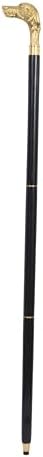 Golden Dog Head Walking Stick – Solid Brass Handle Cane with Black Finish – 36-Inch Beautiful Brass Golden Handle Walking Featuring and Black Stick for Men and Women