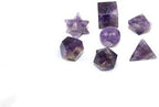Jet Amethyst 7 Stones Sacred Geometry Sets Gemstone Platonic Solid Merkaba Star w/Velvet Pouch Attractive Cleansing Life Vitality
