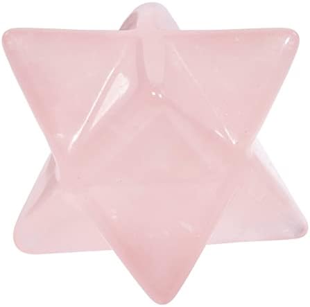 Natural Rose Quartz Merkaba Crystal Protection Sacred Meditation Energy Generator Healing Chakra Six-Pointed Star 1 Inch