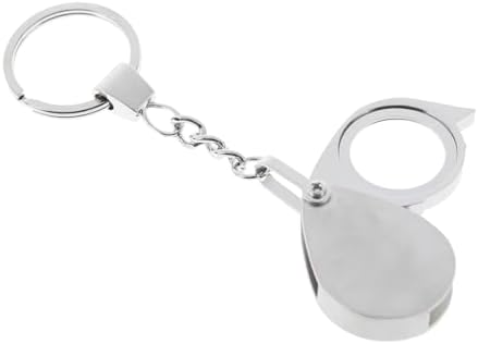 10X Mini Pocket Magnifying Glass Jewelers Loupe Silver Foldable Rotating Loupe with Keychain Apply to Reading, Jewelry