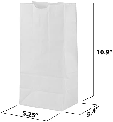 MT Products White Paper Bags 5 lb. - Kraft Paper Bakery and Grocery - Pack of 100