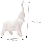 PRETYZOOM Porcelain Elephant Figurines Set, 2 Pcs White Ceramic Miniature Elephant Models, Realistic Desktop Animals Crafts for Home Décor and Garden DIY Terrarium Ornament