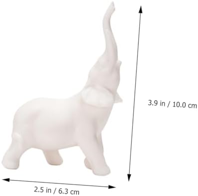 PRETYZOOM Porcelain Elephant Figurines Set, 2 Pcs White Ceramic Miniature Elephant Models, Realistic Desktop Animals Crafts for Home Décor and Garden DIY Terrarium Ornament