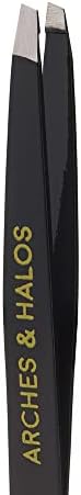 Arches & Halos Surgical Stainless Steel Eyebrow Tweezers - Groom, Pluck and Precisely Shape Brows - Ophthalmologist and Dermatologist Tested - 1 Pc (Pack of 2)