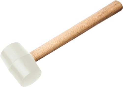 Coconut Opener Tools with Hammer, Super Safe & Easy to Open Young Coconuts Tool, Food Grade Stainless Steel Coconut Opener Set, Rubber Mallet with Handle(White)