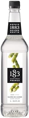 1883 Maison Routin Pure Cane Sugar Syrup, Sweet Scent and Clean Pure Sugar Taste, Made in France, Non-GMO, Vegan, Kosher, Gluten-Free, 2 Count of 1 Liter Bottles