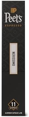 Peet's Coffee, Dark Roast Espresso Capsules, Compatible with Nespresso Original Machine, 100% Arabica Coffee - Nerissimo Intensity 11, 100 Count (10 Boxes of 10 Espresso Capsules)