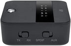 Monoprice Bluetooth 5 Long Range Transmitter and Receiver - with AptX HD and AptX Low Latency, SBC, AAC, Up to 32 Feet (10 Meters) Toslink/Optical, 3.5mm Aux, Up to 25 Hours of Audio Playback