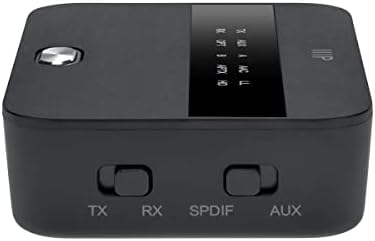 Monoprice Bluetooth 5 Long Range Transmitter and Receiver - with AptX HD and AptX Low Latency, SBC, AAC, Up to 32 Feet (10 Meters) Toslink/Optical, 3.5mm Aux, Up to 25 Hours of Audio Playback