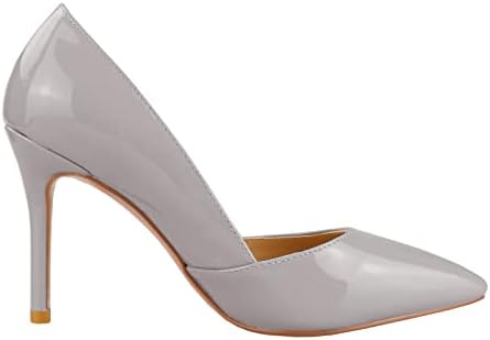 Lutalica Women's Patent Leather Pointed Toe Medium Heel Slip On Dress Stiletto Pumps for Office Party Evening