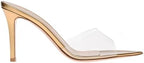 Women'S Clear Pointed Open Toe Stiletto Heel Slide Sandals Fashion Sexy Slip On Transparent Strap High Heels Mules Summer Backless Party Wedding Prom Dress Shoes