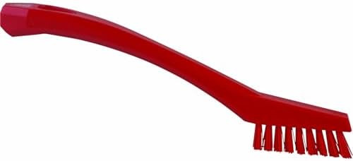 Vikan - 44014 Detail Brush, Multifunctional, Slip-Resistant Cleaning Tool, Extra Stiff Polypropylene & Polyester Bristle, 8 Inch, Red