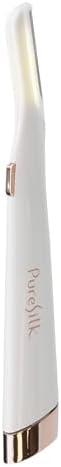 Pure Silk Dermaplaning Tool, Facial Exfoliator & Hair Remover for Women, Battery Operated Dermaplane Razor with Built in LED Light and 6 Replacement Heads, Peach Fuzz Remover, White