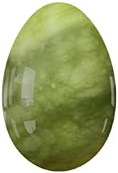 Undrilled Yoni Egg Natural Stone Jade Egg for Kegel Exercise Rose Quartz Yoni Egg,Green Stone,40x25mm