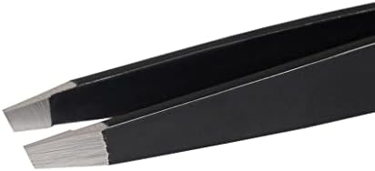Tweezers for Eyebrows -Slant Tip Professional Stainless Steel Eyebrow Tweezers for Women & Men - Great Precision on Brow, Facial Hair & Ingrown Hair Pack of 1 (Black)
