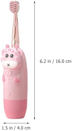 Beaupretty Electric Toothbrush Sonic Toothbrush Set with 4pcs Pink Deer Handle and 2 Replacement Heads USB Rechargeable for Oral Care