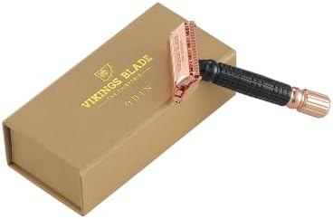 VIKINGS BLADE Double Edge Safety Razor for Men + 5 Swedish Steel Blades + Luxury Case. Smooth, Reusable, Eco-Friendly (Chieftain “Odin”)