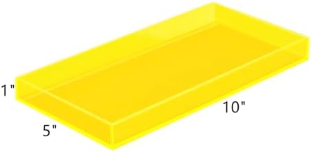 ROYALITA Acrylic Tray Bathroom Tray for Countertop, Guest Towel Holder Tray for Napkin Perfume Jewelry Makeup, Vanity Trays for Soap Dispenser, Aromatherapy, Cup & Candle, Yellow