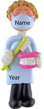 Santa Tell Me Personalized Dentist Ornament 2025 for Male Dental School Student, Assistant, or Graduate – Blonde Dentist Figurine Christmas Decoration Keepsake – Future Hygienist Gift