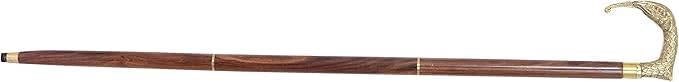 Handcrafted Brass Elephant Head Walking Stick – 36-Inch Antique-Style Brown Wooden Cane