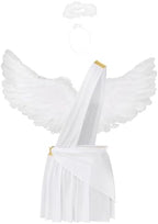 Jugaoge Men's Sexy Angel Costume Ruffle Skirt with Angel Wings and Hairband Adult Archangel Costume