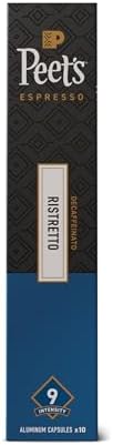 Peet's Coffee, Medium Roast Decaf Espresso Capsules, Compatible with Nespresso Original Machine, Decaffeinated Arabica Coffee - Decaf Ristretto Intensity 10, 50 CT (5 Boxes of 10 Espresso Capsules)