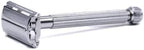Parker 29L Chrome, Long Handle Butterfly Open Double Edge Safety Razor for Men & Women, 5 Parker Premium Platinum Double Edge Razor Blades Included