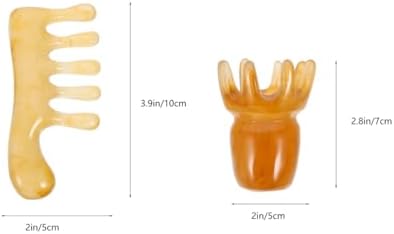 GLEAVI 2Pc Beeswax Scalp Massager Comb Set Handheld Scraping Massage Tool for Head Care and Relaxation 3.93X1.96X0.62In Smooth Soft Texture Portable