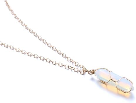 Halukakah Moonstone Necklace - LUNARLOVE - Handmade Platinum/18k Gold Plated Winding Tree of Life Wire, Natural Crystal Hexagonal Shape Pendant and 50cm Chain, Gift for Her