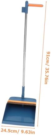 ABOOFAN Long Handle Broom and Dustpan Set with Hair Removing Comb Soft Bristle Brush for Home Bathroom Cleaning Ergonomic Dustpan Handle with Edge for Easy Dust Collection